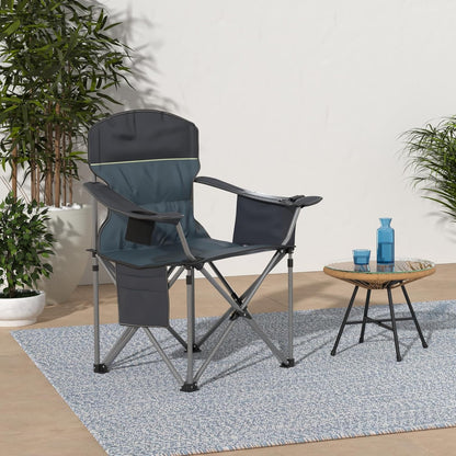 HIGH POINT SPORTS Opvouwbare campingstoel, zware extra grote draagbare buitenstoel, opvouwbare campingstoel met bekerhouder en koeltasondersteuning 204 kg, groen..