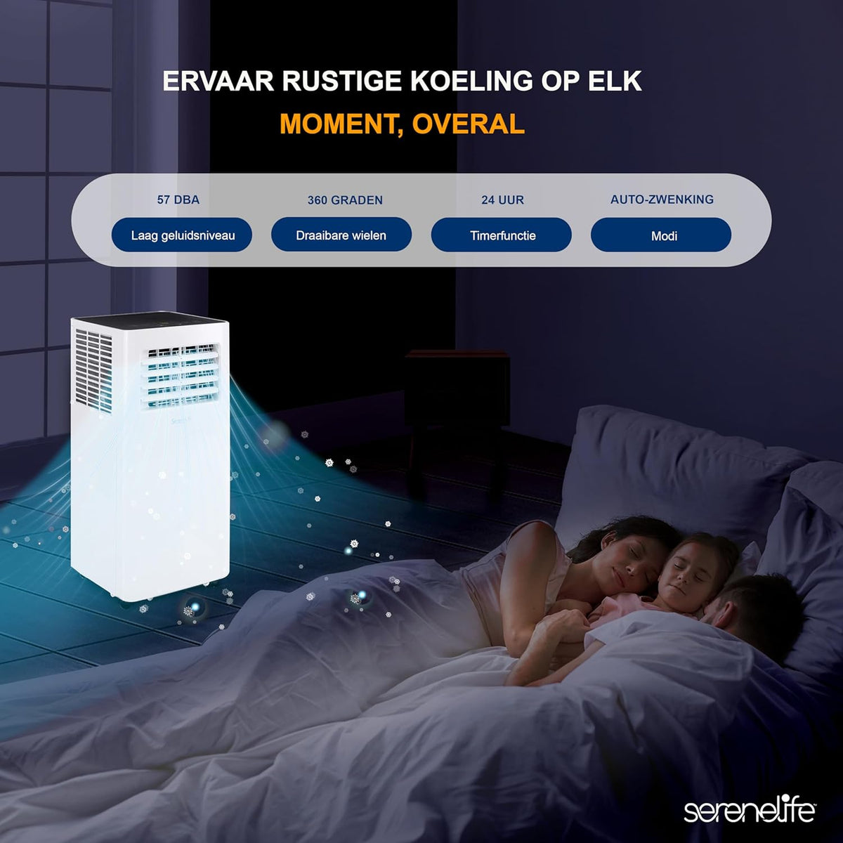 Draagbare airconditioner – Airconditioner – Draagbare Airco – Mobiele Airco – Luchtontvochtiger – 9.000 BTU Voor 28 M² – Ontvochtigt 1,1 Liter Per Uur