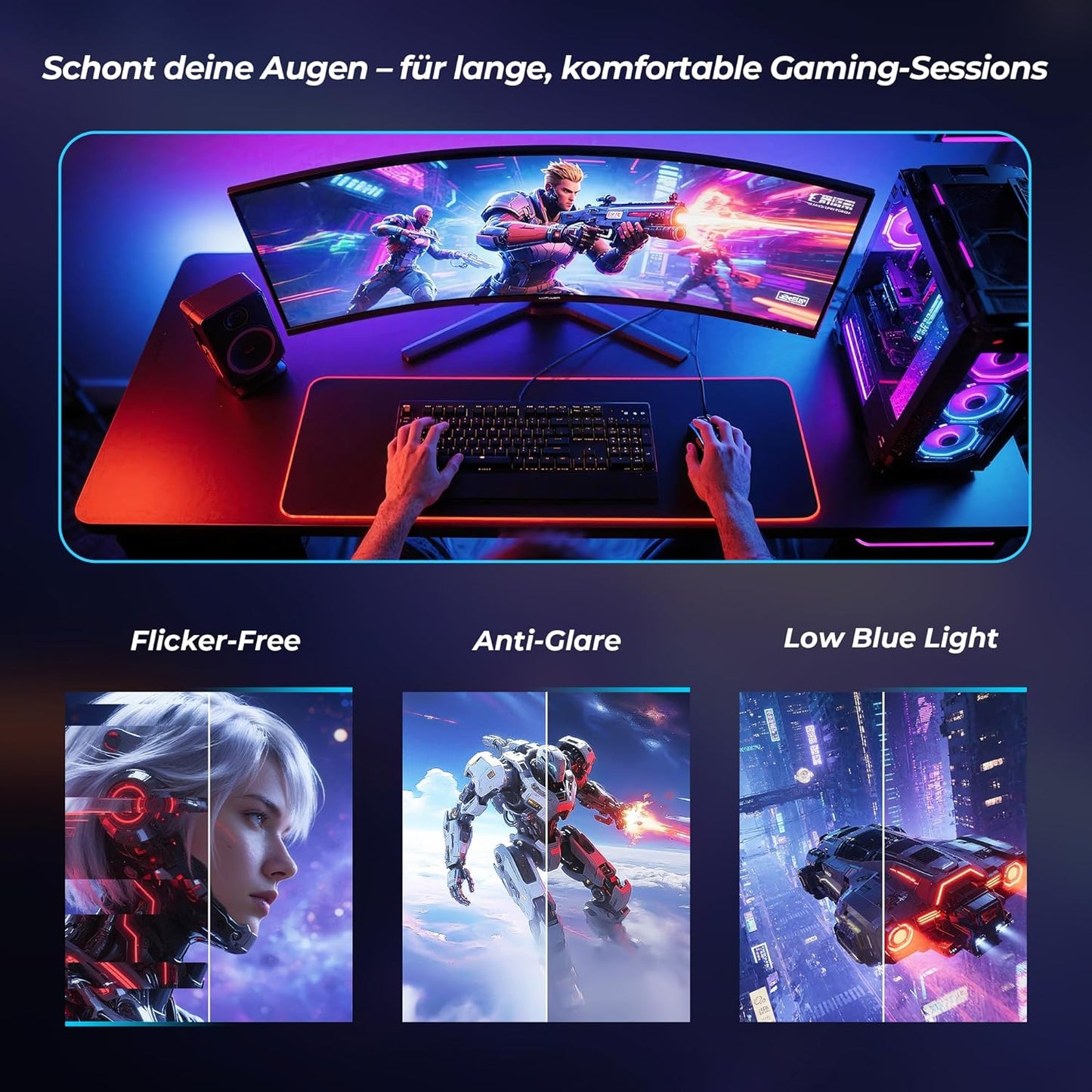 LC-Power LC-M27FC Gaming Monitor 27 inch Curvo, FHD 1920x1080, 180 Hz, 1ms MPRT, VA Panel Ultra Rapid, 123,1% sRGB, HDR, AMD FreeSync, hellingshoek verstelbaar, HDMI 2.0/DP1.4, VESA 100x100