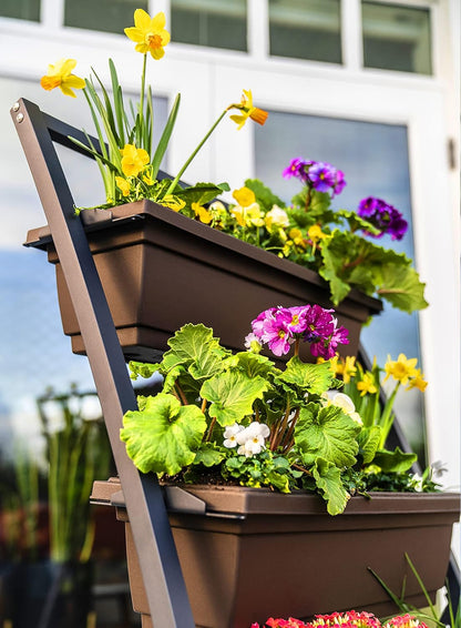 4 meter verhoogd tuinbed - verticale tuin vrijstaande verhoogde plantenbakken 4 containerdozen - goed voor terras, balkon, binnen en buiten - waterafvoer (1-pack/Fernie)
