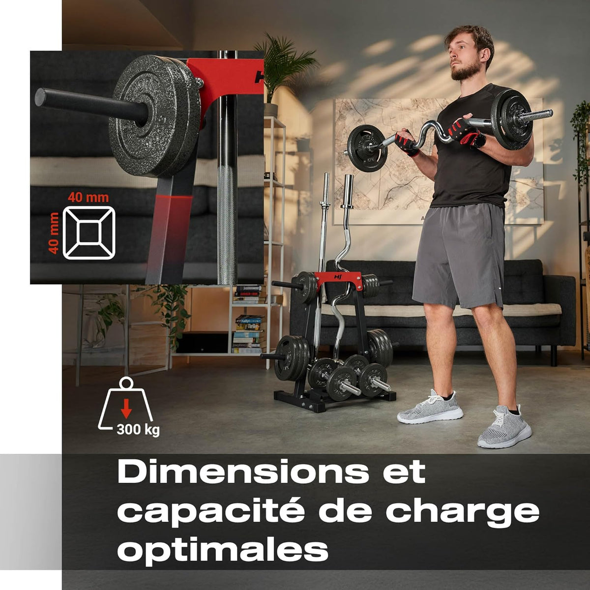 Hop-Sport Weight Plate Stand, Dumbbell Stand for Short Dumbbells for Weights and Bars - QUORE