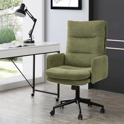 Bureaustoel – Bureaustoel Met Wieltjes – Bureaustoel Met Armleuningen – Ergonomische Bureaustoel – Draaibare Bureaustoel – Hoge Rugleuning – Verstelbare Zithoogte – Pluche Cashmere Bekleding Groen