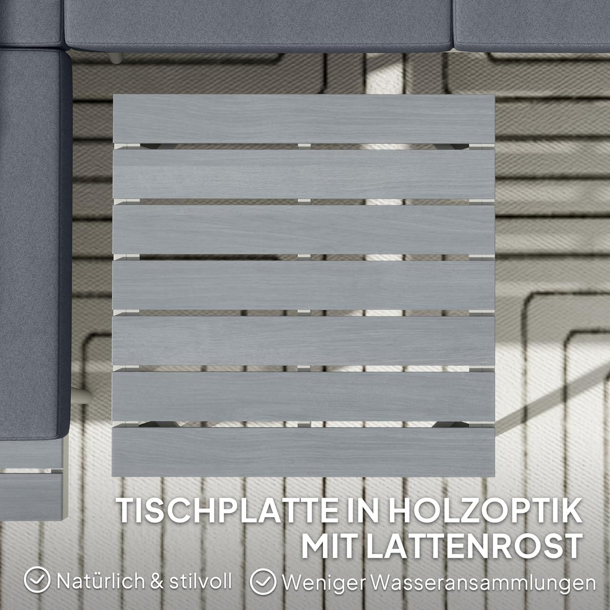 Outsunny Gartenmöbel Set 4 Persons wetterfest Balkonmöbel-Set mit 2er Sofa, Kissen Beistelltisch Stahl Outdoor Sitzgruppe Terrassenmöbel Gartengarnitur Gartenlounge für Garten Terrasse Grau