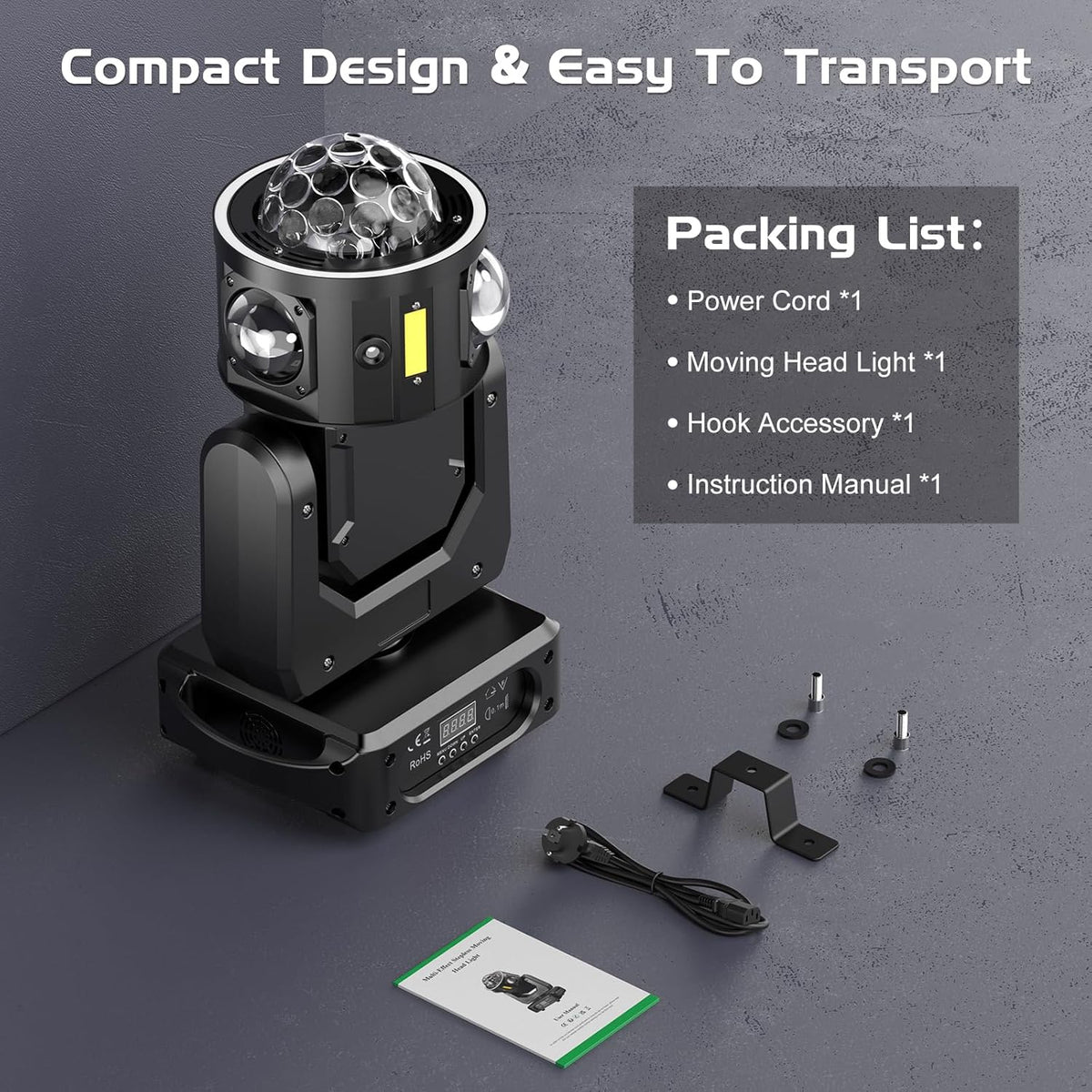 150W Moving Head LED RGBW Beam Disco Ball Party Light Strobe Light Effects for Disco Party Club Christmas Stage Light - QUORE