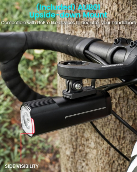Fietslamp - Fietslicht - Oplaadbaar Fietsverlichting - met Intelligente Nachtrijmodus & Dagrijmodus - Automatische Helderheidsregeling - Opladen & Ontladen - USB-C - IPX7 Waterdicht - voor Fiets - Aluminium - 1400Lm - Zwart