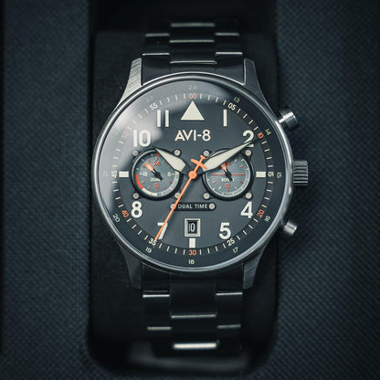 AVI-8 Hawker Hurricane Carey AV-4088, 43,5 mm, Japans kwarts-pilotenhorloge met lederen of roestvrijstalen band