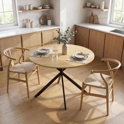 Ronde Eettafel – Ronde Tafel – Eetkamertafel – Keukentafel – Werktafel – Industrieel Design – Ø100 cm Tafelblad – Stalen Kruispoten