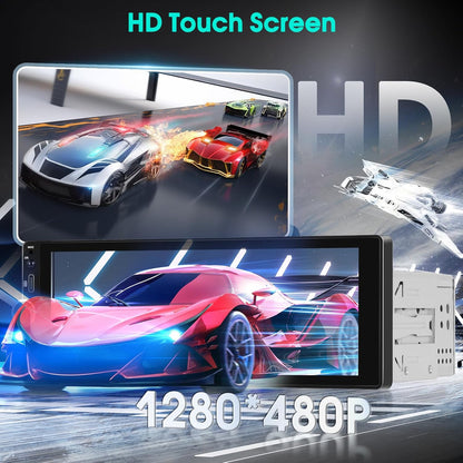 [2G+32G] A-pple Carplay Autoradio Draadloze CarPlay & Android Auto Radio 2din 6,9' HD Touchscreen Stereo Radio, GPS Navigatie/Bluetooth/Mirror Link/SWC/EQ/FM/RDS/Achteruitrijcamera + Microfoon