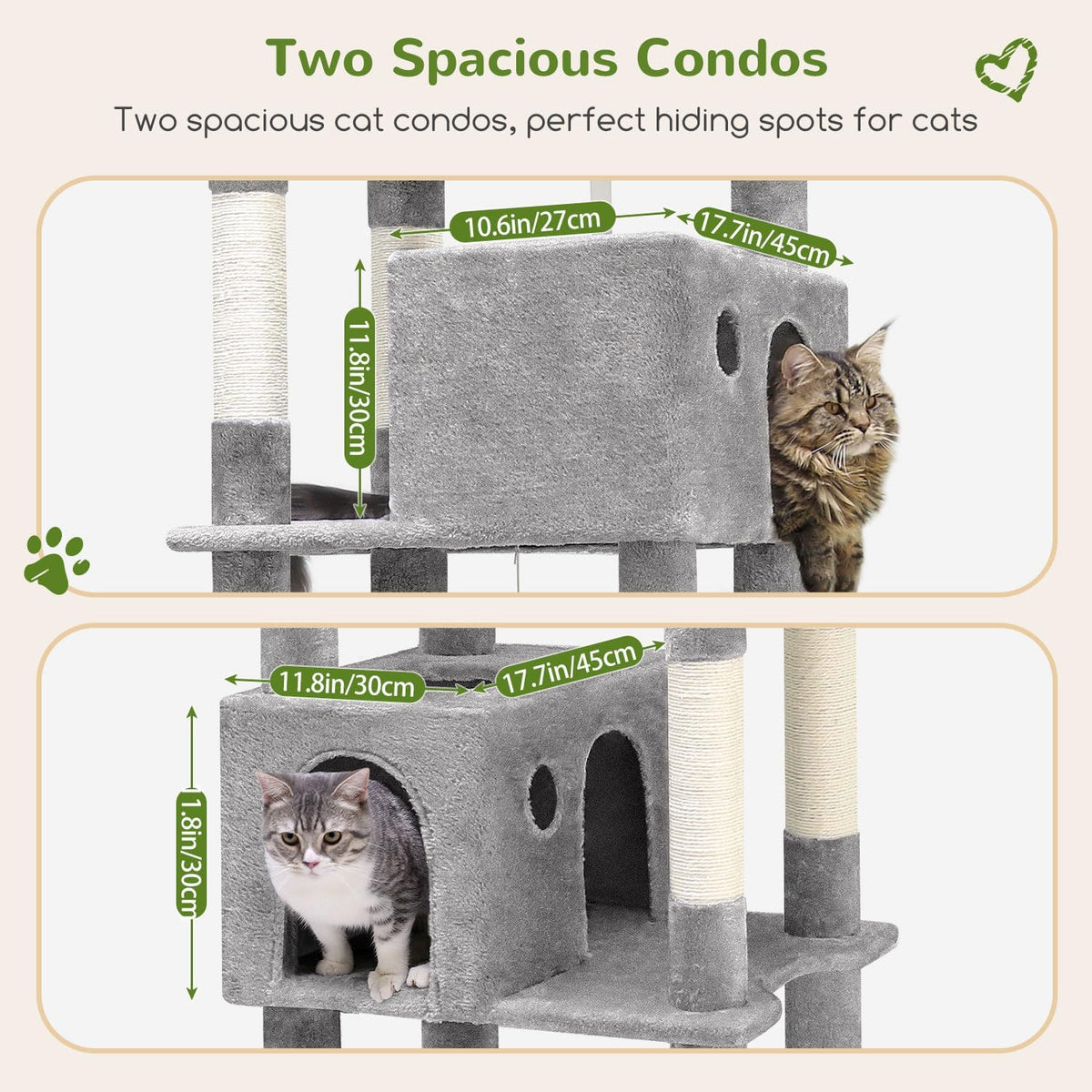 Kattenboom XXL – Krabpaal – Kattentoren – Kattenhuis – Kattenmeubel – 213 cm Hoogte – Ruim Platform – Gevoerde Zitstang – Lichtgrijs