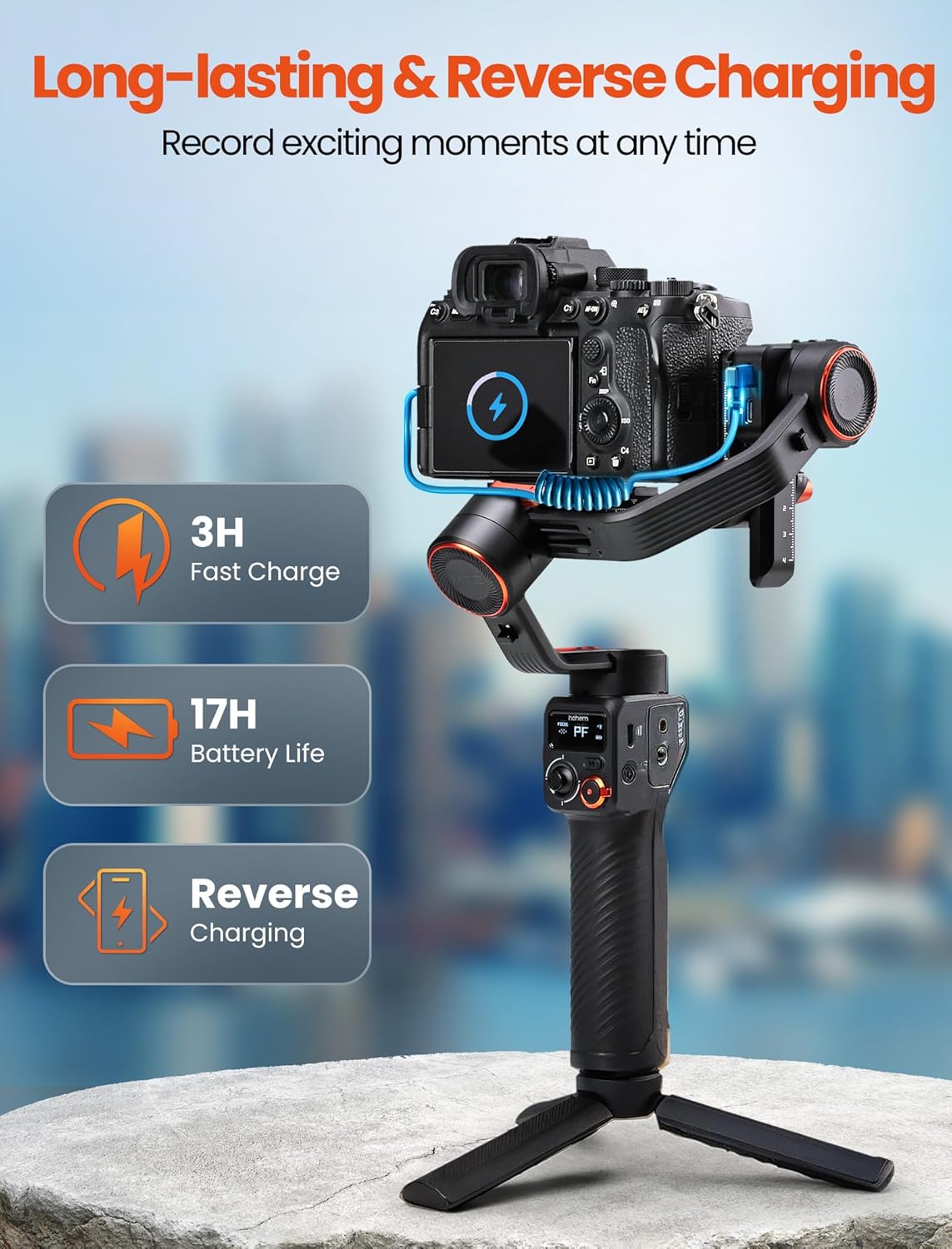 hohem iSteady MT2 3-assige gimbalstabilisator voor spiegelloze/zak/actiecamera en smartphone, OLED-display, 1,2 kg max. laadvermogen