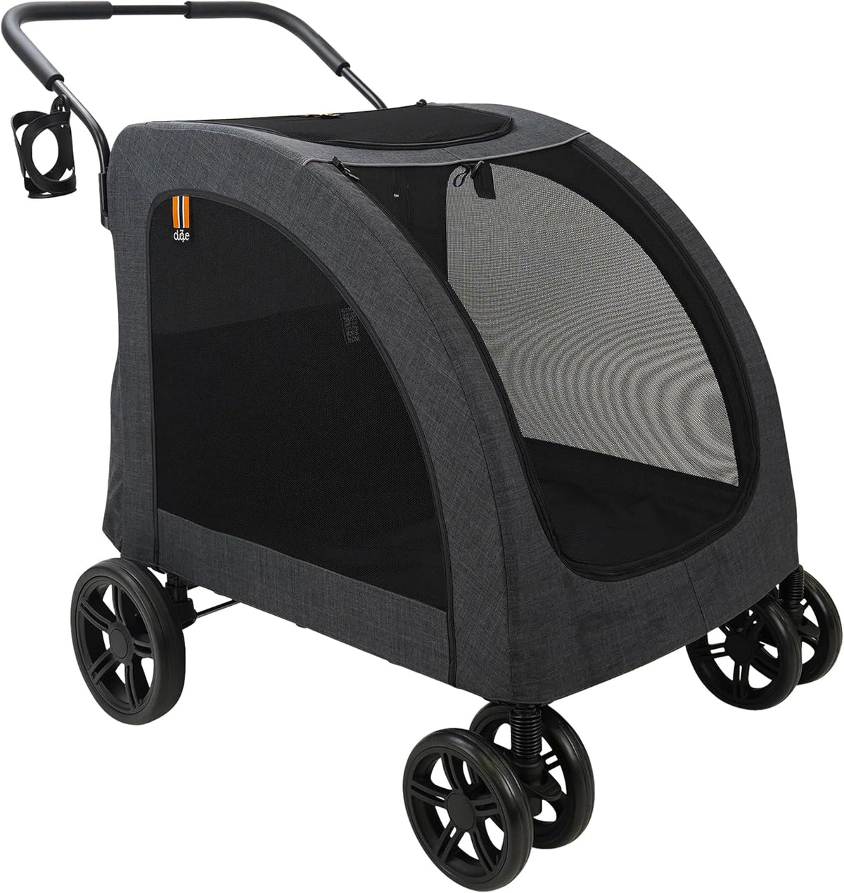 hondenwagen Chester - hondenbuggy voor grote honden, kattenbuggy, ruim, comfortabel trolley, opvouwbaar, incl. regenhoes, drinkbushouder, max. belasting 50 kg, kleur grijs