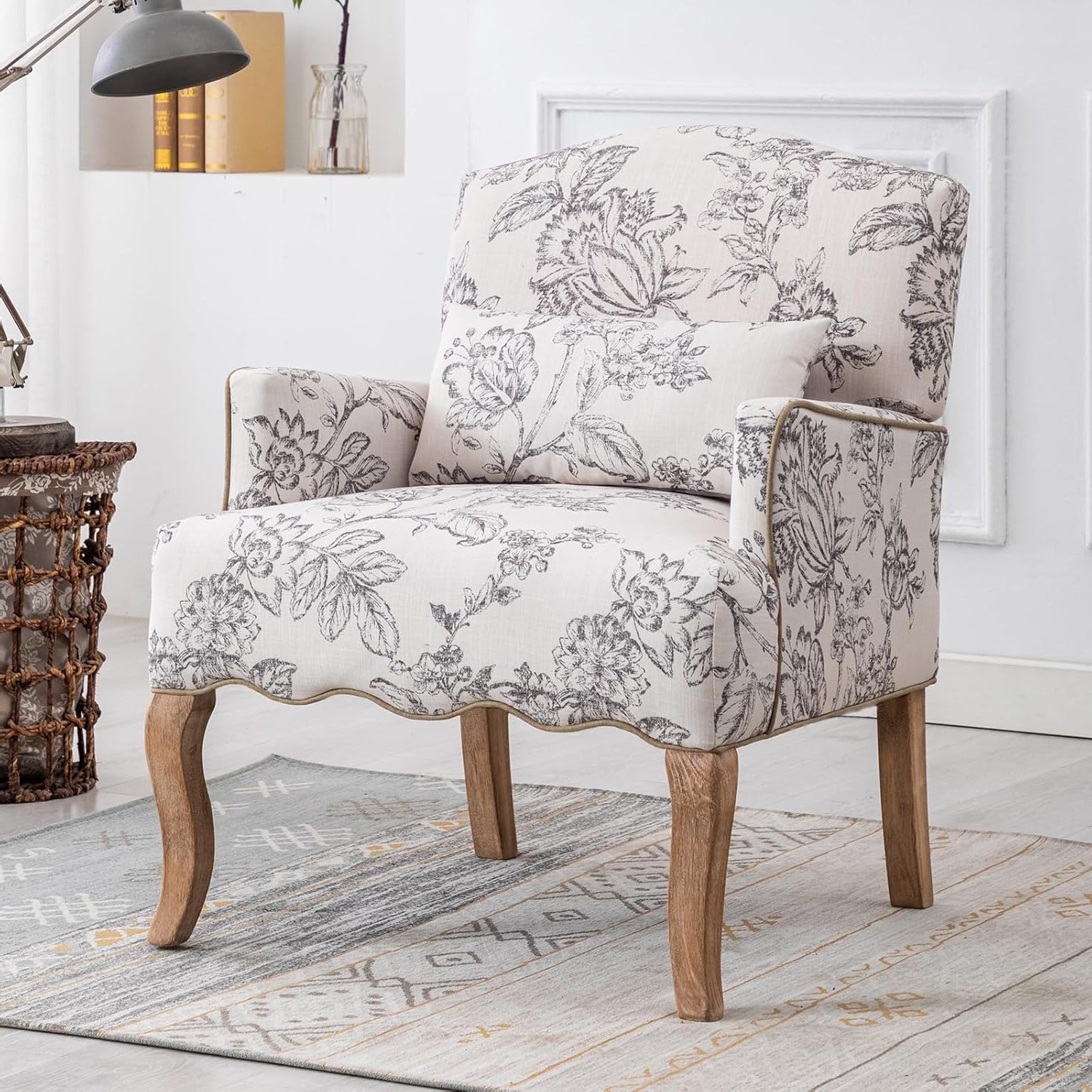 Linnen Fauteuil – Lounge Stoel – Bijzetstoel – Enkelstoel – Retro Stoel – Ademend Linnen – Verwijderbaar Lendenkussen - QUORE
