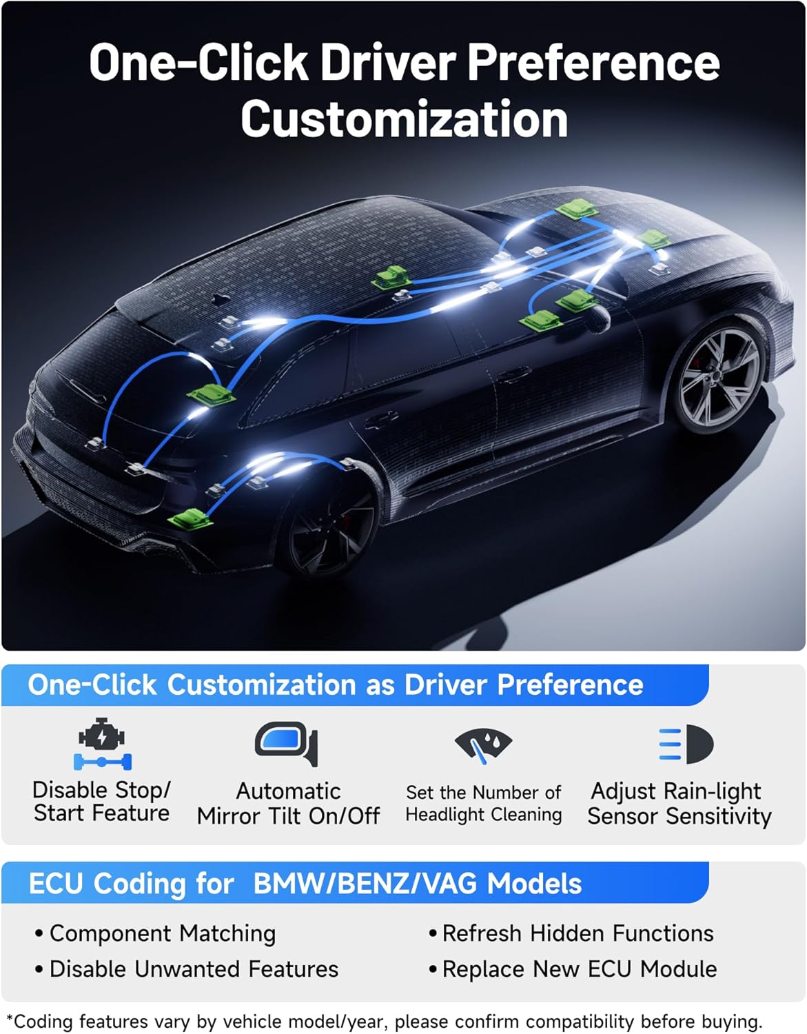 TOPDON ONE OBD2-scanner met diagnosefunctie, ECU-codering, OE-topologie, J2534-doorvoer, meer dan 50 services, bidirectionele diagnose met TopFix AI, FCA/Renault/VAG SFD SGW-toegang, CAN-FD & DoIP.