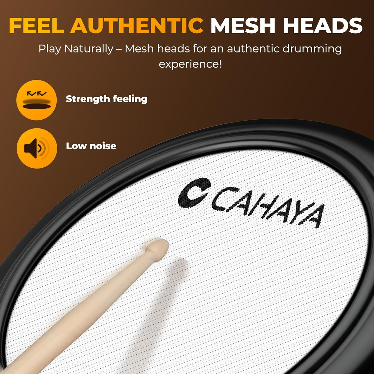 CAHAYA E-drumset met mesh-vacht: Dual Trigger Pads en 350 geluiden – elektronisch drumstel met grote 8 inch snare pad, complete set met drumkruk, hoofdtelefoon, sticks – voor beginners en kinderen