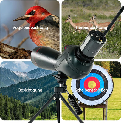 Svbony SV406 20-60x80mm Spotting Scope met SC001 WIFI Camera, HD FMC BAK4, Dubbele Focus, 1,25'' Verwijderbaar Oculair, IPX7 Waterdicht, met Statief, Draagtas, voor Vogels Kijken, Wildlife Fotografie