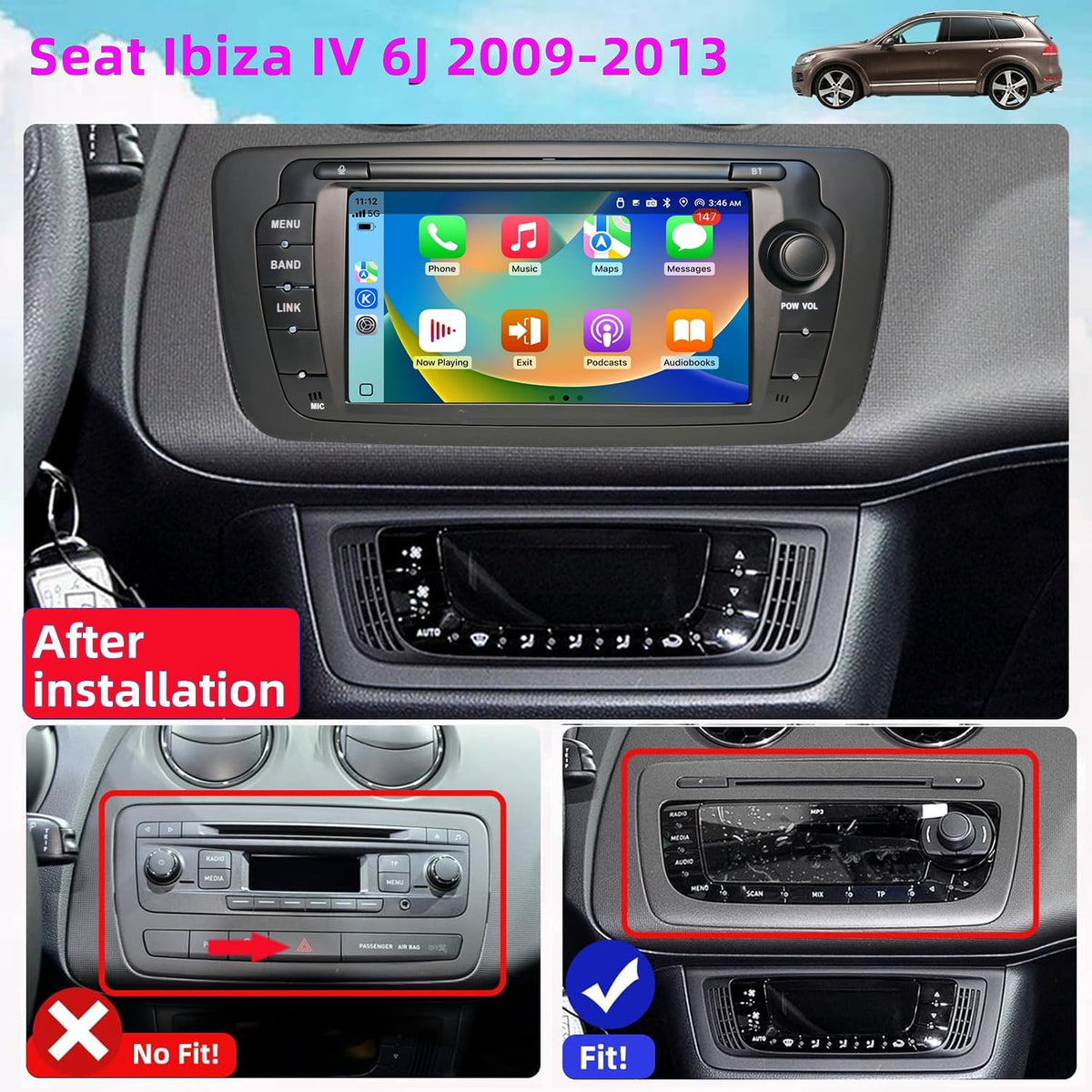 Autoradio – Auto Radio – Wagenradio – Inbouwradio – Multimedia Radio – Wireless CarPlay & Android Auto – 7 Inch Touchscreen – Bluetooth 5.0 Handsfree