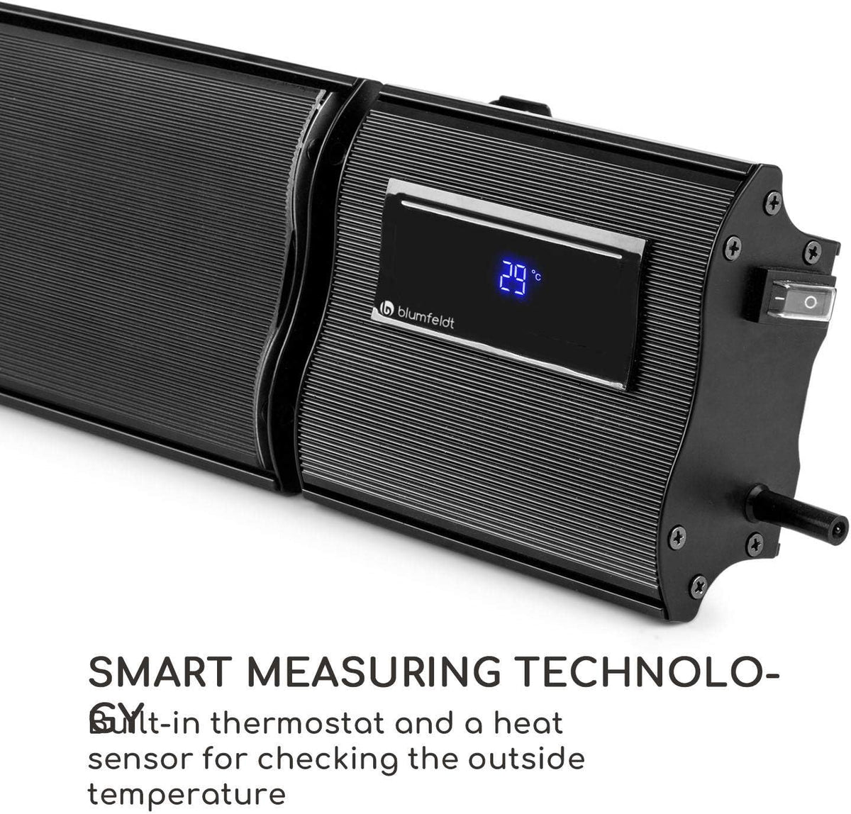 blumfeldt Cosmic Beam Plus Patio Heater, Infrared Heater, Dark Heater, IR Comfort Heat, Adjustable Temperature 5-45°C, Protection Class IP44, Shut-Off Timer, 3000W, Black - QUORE