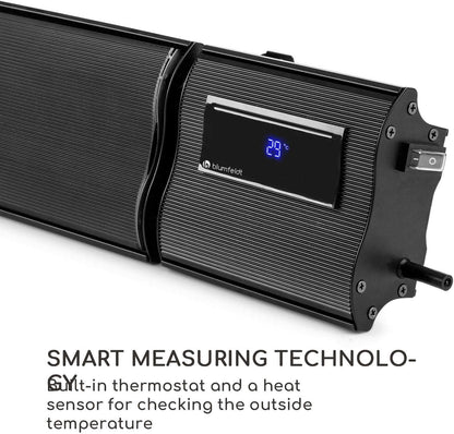 blumfeldt Cosmic Beam Plus Patio Heater, Infrared Heater, Dark Heater, IR Comfort Heat, Adjustable Temperature 5-45°C, Protection Class IP44, Shut-Off Timer, 3000W, Black - QUORE