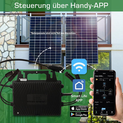 AX Inverter IS-080 800 W voor balkonkrachtcentrale, compleet stopcontact, microomvormer met Bluetooth en wifi, IP67, eenvoudige installatie, hoge efficiëntie voor zonne-installaties