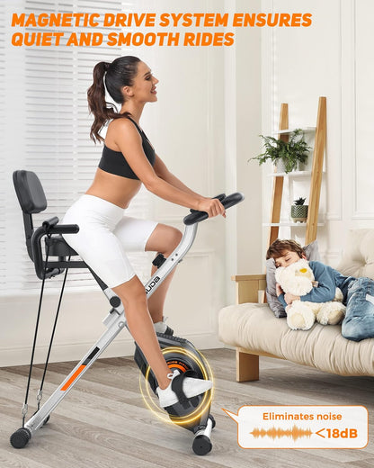 Opvouwbare hometrainer – Vouwfiets – Fitnessfiets – Trainfiets – Cardiofiets – Compact en ruimtebesparend – 3-in-1 training met magnetische weerstand