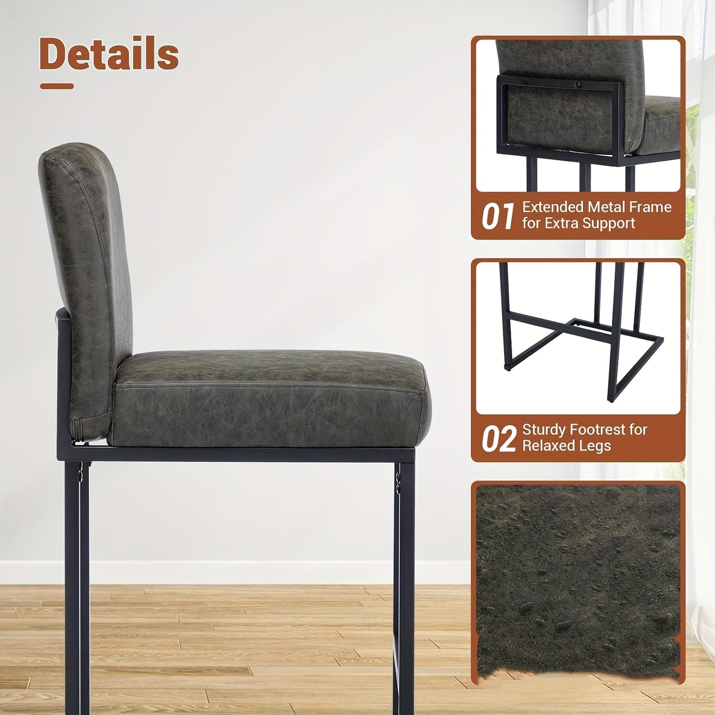 Krukken – Barkrukken – Stoelen – Zitkrukken – Keukenkrukken – Zithoogte 60,96 cm – Met Rugleuning en Metalen Frame