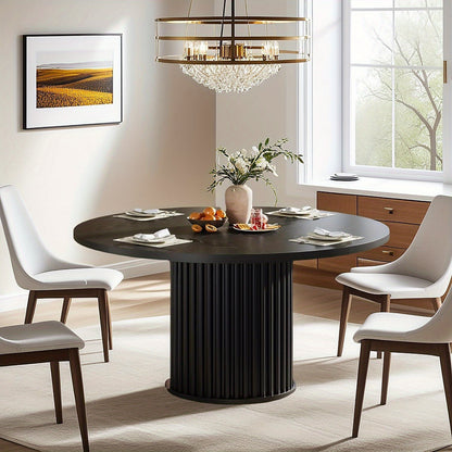 Ronde Eettafel – Eettafel Rond – Keukentafel – Eetkamertafel – Tafel Rond – 120 cm Diameter – MDF Tafelblad – Mat Zwart Metalen Onderstel