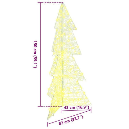 Kerstboom – Kerstboom Led – Kunstkerstboom – Verlichte Boom – Decoratieve Boom – Warm Wit Licht – 150 cm Hoog – Stevig Metalen Frame