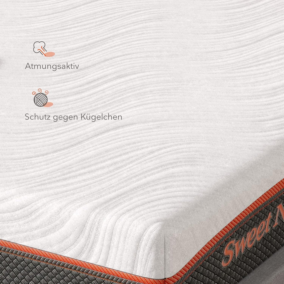 Sweetnight Izer Matras, 140 x 200 cm, hoogte 20 cm, 7-zone veermatras, hardheid H3, 140 x 200 cm, met gel geheugenschuim, Öko-Tex gecertificeerd pocketveringmatras