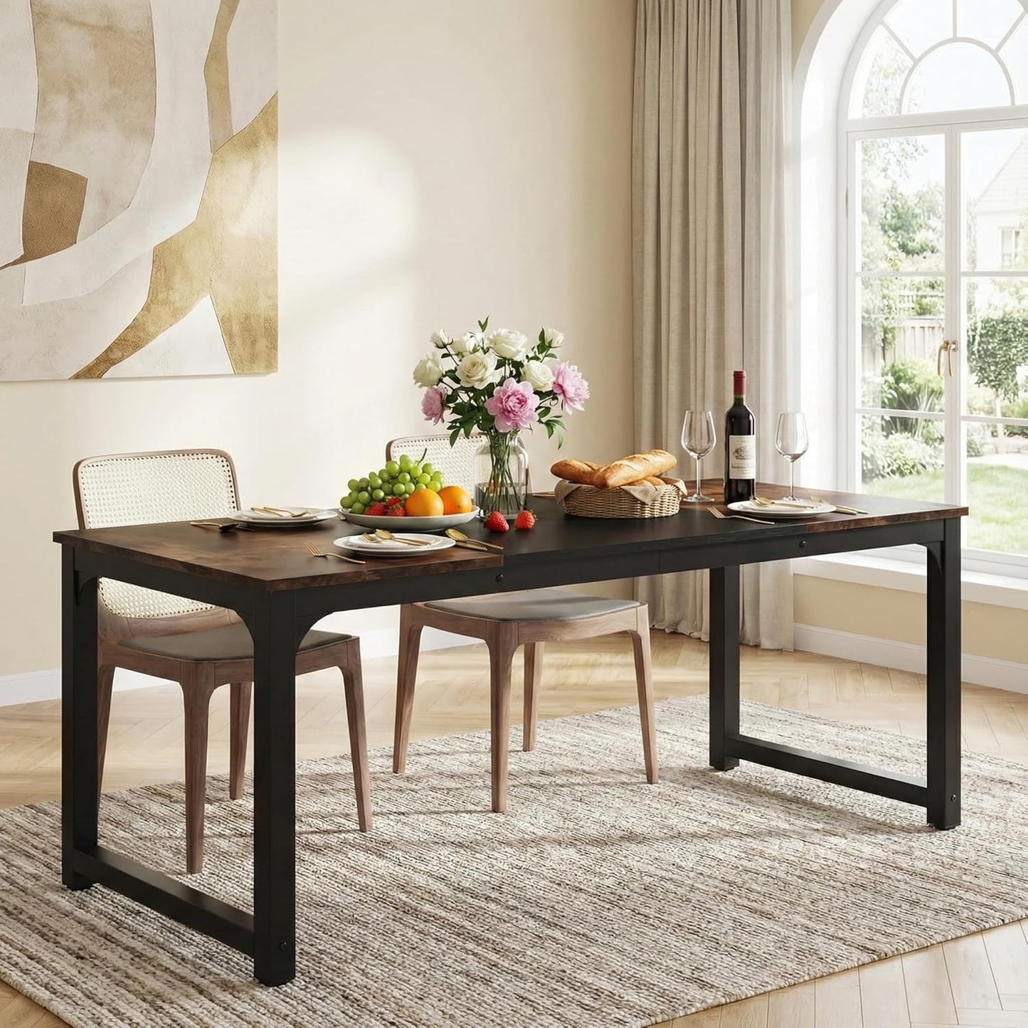 Eettafel – Rechthoekige Tafel – Industriële Eettafel – Dining Table – Grote Eetkamertafel – 180x80 cm – Robuust Houten Blad – Stabiel Metalen Frame