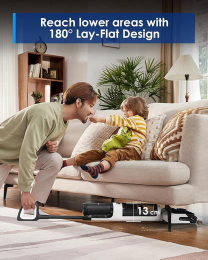 Tineco Floor ONE Switch S6 Stretch Nat- en Droogzuiger, 180° Lay-Flat, Anti-Klit, 85℃ Snel Drogen, 65 min Stofzuigen 21 kPa, 40 min Nat Zuigen, Randreiniging voor het Hele Huis & Onder Meubels