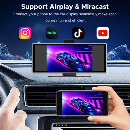 SCUMAXCON draagbare autoradio met 11,26 inch IPS-multimediascherm CarPlay/Android Auto Airplay, 4K 1080p achteruitrijcamera, BT FM-camera