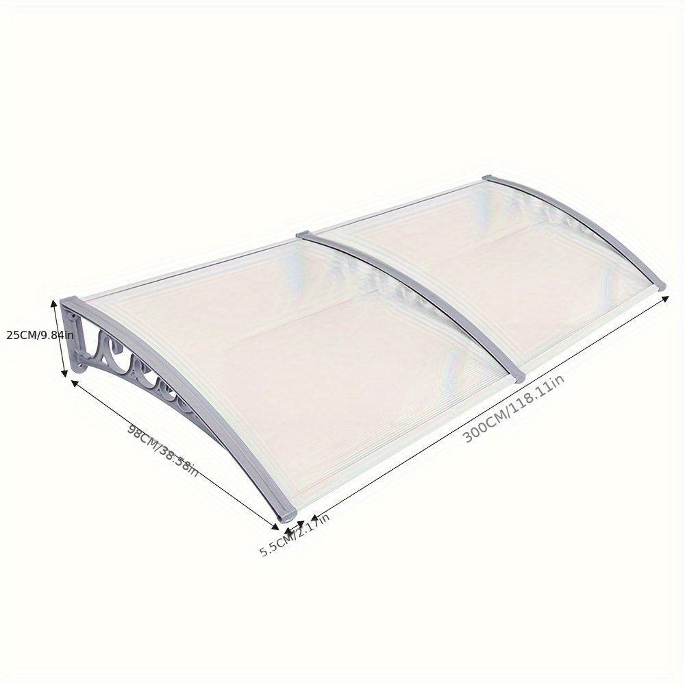 Luifel – Voordeuroverkapping – Deurluifel – Overkapping – Zonwering – Transparant Polycarbonaat Dak – 300x100 cm – Weerbestendig & UV-bestendig