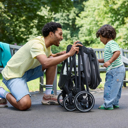 Bebeconfort Breeze Trio, 3 in 1 Kinderwagen Set met Autostoeltje, 0-22 kg (0-4 jaar), Omkeerbaar & Lichtgewicht Combi Wandelwagen, i-Size Autostoeltje, Compact Inklapbaar, Ruime Mand, Mineral Grey