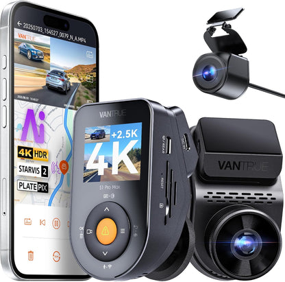 Dashcam – Autocamera – Dashboardcamera – Voor En Achter Camera – Dubbele Dashcam – 4K Voorcamera + 2.5K Achtercamera – ADAS/BSD, HDR Nachtzicht & 5 GHz Wifi, GPS