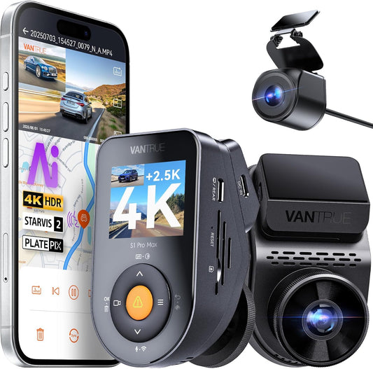 Dashcam – Autocamera – Dashboardcamera – Voor En Achter Camera – Dubbele Dashcam – 4K Voorcamera + 2.5K Achtercamera – ADAS/BSD, HDR Nachtzicht & 5 GHz Wifi, GPS
