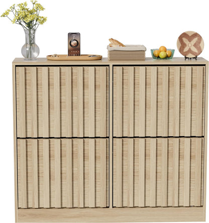 Schoenenkast – Schoenenopberger – Schoenentil – Opbergkast – Halmeubel – Verstelbare Plank – Natuurlijke MDF Afwerking – 102 x 24 x 86,5 cm