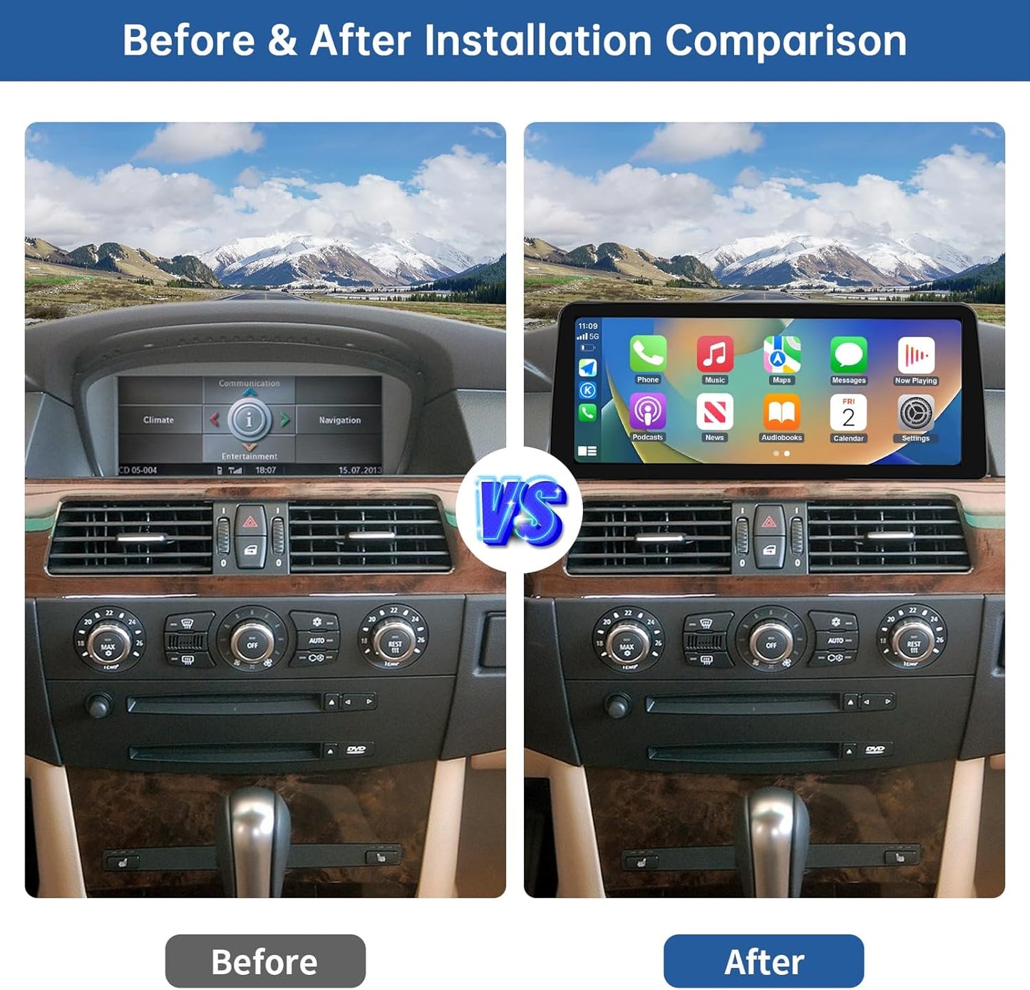 12,3 Inch Autoradio Touchscreen – Autonavigeerplaatje – Multimedia Display – Auto Entertainment Scherm – Digitale Radio Interface – Draadloze CarPlay & Android Auto – HD Resolutie 1920x720 Pixels