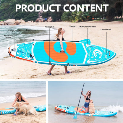 COOLCAA Stand-up paddleboard van 354 x 86 x 15 cm, met premium SUP-accessoires, draagkracht tot 210 kg, SUP-board voor volwassenen en jongeren van alle niveaus