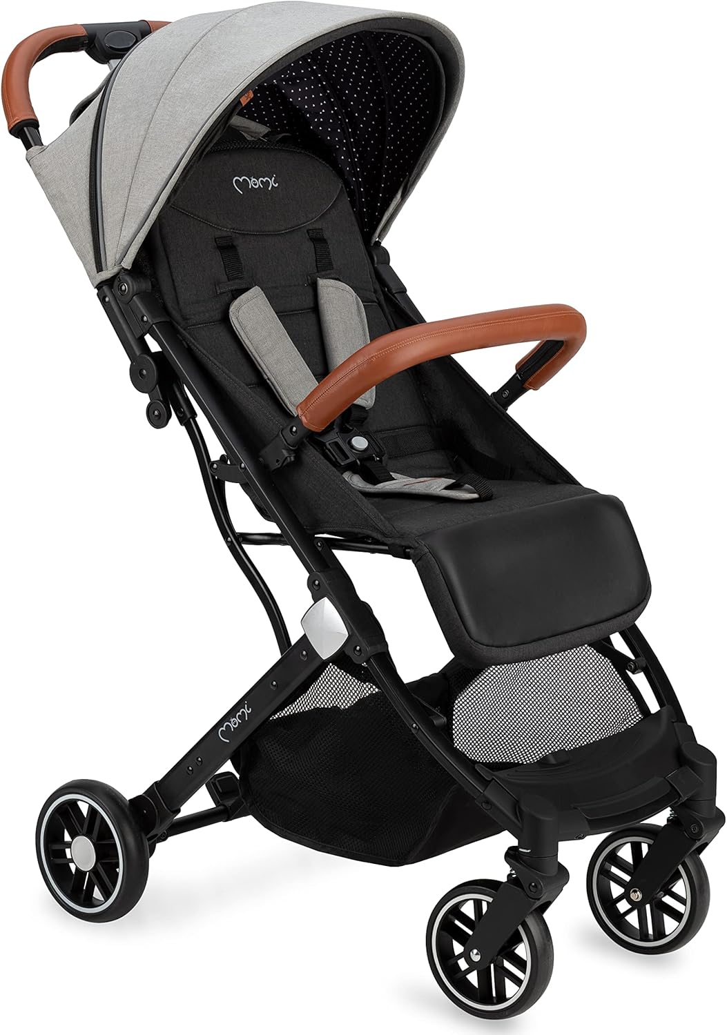 MoMi ESTELLE Vanaf 6 maanden (tot 15 kg), inklapbare kinderwagen met 5-punts riem, boodschappenmand, telescoopstang, inklapbaar