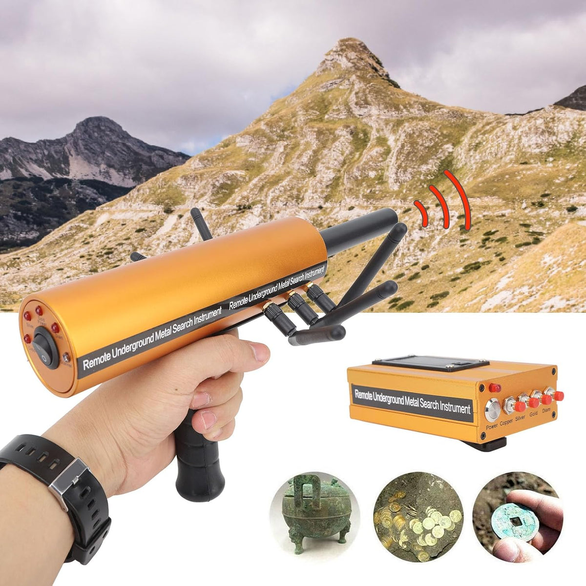 Metal Detector Pinpointer, 30m Diepte 1200m Bereik Gouddetector 6 Antenne Nauwkeurige Finding Microcomputer Control Metal Finder voor Verschillende Terrein