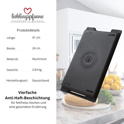 Favoriete pan - teppanyaki met zijgrepen 41 x 24 cm voor alle warmtebronnen en oven