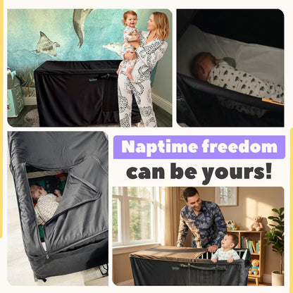 SnoozeShade Voor babybedden, verduisterende luifel en overtrek voor babybedden (voor waarvoor een matras van 140 cm x 70 cm nodig is), luchtdoorlatend netweefsel voor katten en muggennet voor