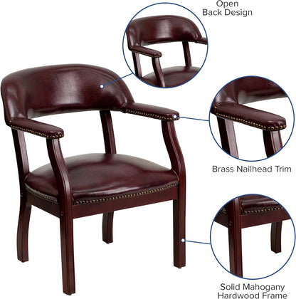 Flash Furniture Diamond Oxblood Luxe conferentiestoel van vinyl met accent nagelbekleding