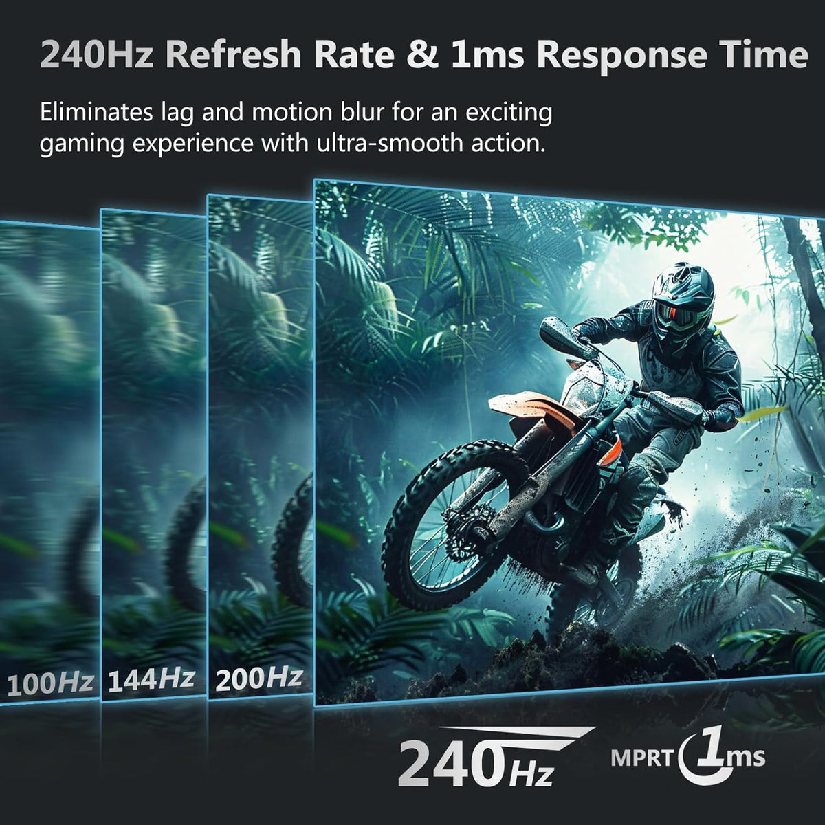 Z-Edge Gaming Monitor 27'' IPS QHD (2560x1440), 240Hz (DP1.4×2), 1ms, FreeSync, 16:9 LED Gaming Monitor, 144Hz (HDMI2.0×2), Adjustable Tilt, 400cd/m², VESA 100*100mm (DP cable included)