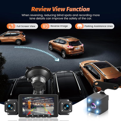 Roinvou 4K+1080P Dash CAM Auto, 5GHz WiFi Dashcam met SD-kaart 64GB, Autobewakingscamera met 3″ IPS-scherm, 170° groothoek, lusopname, G-sensor, nachtzicht