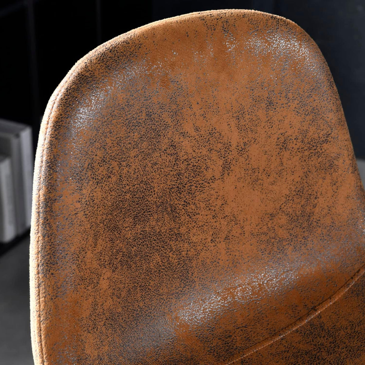 MEUBLE COSY Barkrukken, set van 4 barstoel vintage, met rugleuning en voetensteun, van kunstsuède, vergulde metalen poten, voor bistro, café, keuken, bruin, 45,5x49x103,5cm