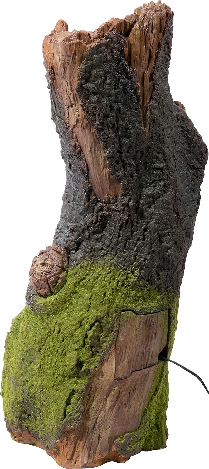 dobar® 96310e Tuinfontein met groot design, natuurgeest, terrasfontein met ledverlichting, waterval van polyhars, fontein voor buiten, decoratieve sierfontein, boomlook, 33 x 28 x 78 cm