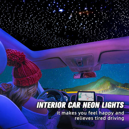 16W Sterrenhemel glasvezel licht voor auto/thuis, glasvezelkabel 570pcs of (0.75+1.0+1.5mm)*4m Star plafondlampen kit met Bluetooth-app/afstandsbediening/muziekmodus