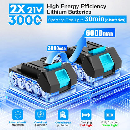21V bladblazer accu met 2 stuks 3000 mAh batterij