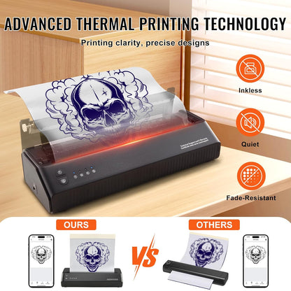 Tattoo Stencil Printer – Tattoo Printer – Tattoo Transferprinter – Tattoo Sjabloonprinter – Draadloze Tattoo Printer – Thermisch Printen Zonder Inkt – 2500mAh Draagbare Batterij